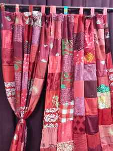 Cortina opaca de retazos Sari de seda hecha a mano Bohemia para el hogar, boda, puerta de ventana y cenefa decorativa colgante - Product Image 4