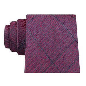Cravatta da uomo Calvin Klein 100% seta jacquard, design slim a quadri, colore bordeaux, taglia regolare, stile classico, ideale per regali - Product Image 2