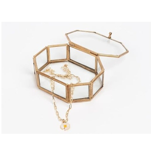Boîte à alliances vintage rectangulaire en laiton et verre, boîte à bijoux en laiton et verre, organisateur de bijoux, meilleure boîte en laiton et verre pour bijoux - Product Image 4