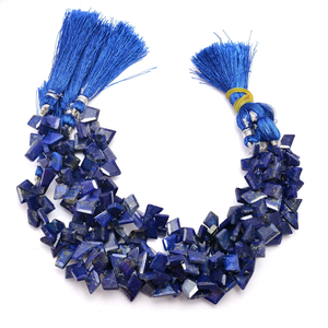 Cuentas de Lapislázuli Azul AAA+ de 6x8mm-7x10mm, Cuentas Facetadas en Forma de Pepita, Piedra Semipreciosa Natural, Corte Escalonado, Cuentas Pulimentadas para Joyería - Product Image 3