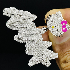 จี้เพชรทรงกลมเจียระไนแบบบริลเลียนท์ 10K ทองคำแท้ ประดับเพชรแบบ Iced Out สไตล์คริสเตียน พร้อมจี้รูปตัวอักษรตามสั่ง สไตล์ฮิปฮอป เครื่องประดับสำหรับทั้งชายและหญิง พร้อมจี้รูปแมว - Product Image 3