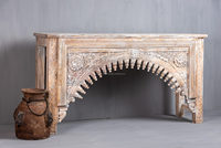 Table de Console pour travail artisanal, indien traditionnel sculpté à la main avec finition rustique, avec dessus en bois naturel, pour décor pour la maison