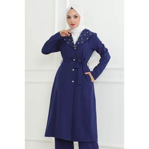 Ensemble décontracté 2 pièces Indigo MSW19216-2, longueur midi, taille 2XL, 100% polyester, col rond, manches longues - Product Image 2