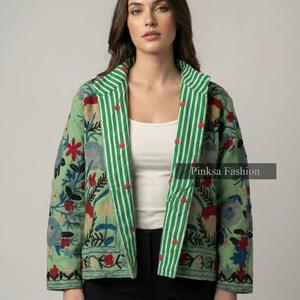 Veste universitaire en velours de coton tricoté, broderie florale bohème, anti-rides, écologique, coupe-vent et respirante, pour l'hiver et l'automne - Product Image 4