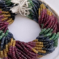 Perles de pierres précieuses naturelles multicolores émeraude, rubis, saphir, facettées, rondelles de 4 mm, 5 mm, 6 mm pour la fabrication de bijoux en ligne