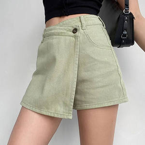 Haute qualité dames Sexy irrégulière Denim jupe taille haute mi-taille femmes respirant jean jupe lavé chaud Shorts femmes minces - Product Image 3
