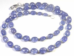 Collar de Tanzanita Azul Natural, Hilo de 18 Pulgadas, Cuentas Ovaladas Pulidas y Lisas de 6-11 mm, Alta Calidad Certificada, para DIY - Product Image 4