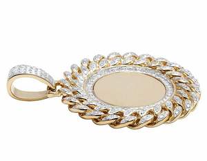 Forme Cubaine Cercle Rond à Mémoire Personnalisée en Argent Sterling S925 avec Pendentif Hip Hop en Diamant Moissanite Rond - Product Image 2