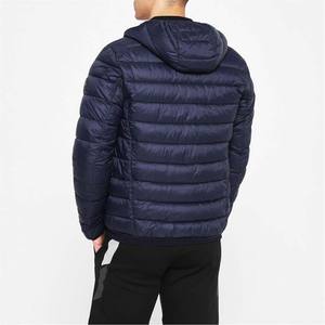 Fashion High Street Men's Autumn Puffer Jacket Hood <b>Canvas</b> Fabric Waterproof Reversible Navy <b>Blue</b> Stand Collar Front Wholesale - Product Image 2