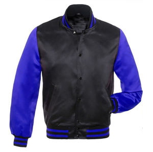 Chaqueta universitaria de satén Chaquetas universitarias con logotipo personalizado para hombre Chaqueta de béisbol informal de manga larga a la moda con revestimiento bordado - Product Image 3