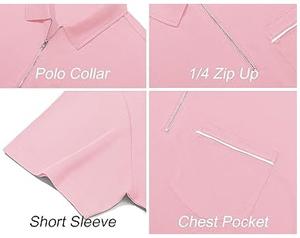 เสื้อโปโลมีซิปครึ่งสีชมพูแบบเรียบเสื้อโปโลมีกระเป๋าว่างเสื้อโปโลระบายอากาศได้ดีสำหรับยิมฟิตเนสยิม - Product Image 5