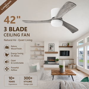 Ventilador de Techo de Perfil Bajo de 42 Pulgadas con Luz LED y Control Remoto, Ventilador de Techo Moderno de 3 Aspas para Sala de Estar, Dormitorio, Interior - Product Image 1