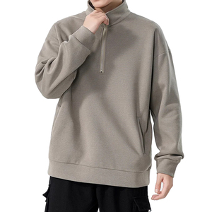 2024 hiver hommes polaire pour Polo à capuche léger demi fermeture éclair sweat respirant chaud col montant conception uni teint - Product Image 1