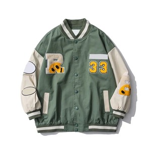 Chaqueta de invierno personalizable unisex de gran tamaño, informal, béisbol, Varsity, bombardero, cuello levantado, tejido transpirable lavado - Product Image 3