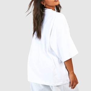 เสื้อยืดสตรีคอกลมแขนยาวผ้าคอตตอน250 100% แกรมบ็อกซี่ฟิตเสื้อยืดครอป - Product Image 5