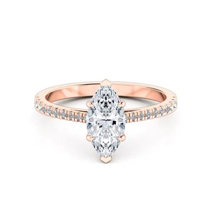 Anillo de compromiso con diamantes cultivados en laboratorio en capas, banda de diamantes marquise, F-VS2, para ocasiones especiales, uso en fiestas, engaste de puntas de oro macizo de 14K - Product Image 3