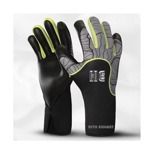 ถุงมือผู้รักษาประตูแบบกำหนดเอง หนา 4 มม. ผลิตจากยางลาเท็กซ์เยอรมัน ป้องกันการลื่น แบบไฮบริด ตัดเย็บแบบพันนิ้วและนิ้วหัวแม่มือ  ด้านหลังมีลายนูนซิลิโคน - Product Image 1