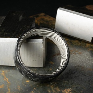 Stylish Modern Mystic Wedding Band <b>Ring</b> <b>Titanium</b> Damascus Steel Blade Lapis Lazuli Inlay Manual Power Perfect Engagement Gift - Product Image 6