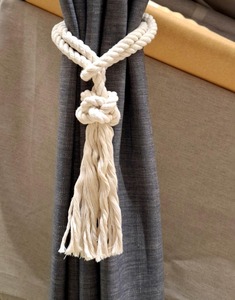 Rustic Tie <b>Curtains</b> Friendship and Love Knot <b>Nautical</b> Natural Cotton Rope <b>Curtain</b> Tie Back - Product Image 3