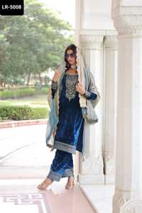 ชุดสูทสไตล์ซาลวาร์คาเมซทำจากวัสดุกำมะหยี่สำหรับงานแต่งงานและงานเทศกาลล่าสุดสำหรับผู้หญิง - Product Image 2