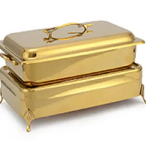 Luxury chafing dish dinner party table gifts chafing dish gold ceramic plate porcelain chafing dish buffet server