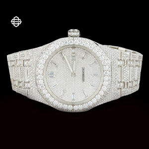 Trendy <b>Men's</b> Luxury Business Moissanite Quartz Dial Watch Iced Full Diamond Wristband Custom Stainless Steel Polygon Case Glass - Product Image 1