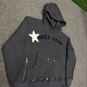 Sweats à capuche tendance pour hommes, sweats à capuche personnalisés, meilleure qualité de fabrication, vente en gros de mode, meilleure qualité, bas effiloché, grand effet délavé - Product Image 1