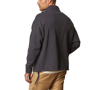 Men's Quarter-Zip Raglan <b>Fleece</b> Sweatshirt - Heather <b>Black</b>, Cozy & Lightweight Pullover for Casual Wear & Layering - Product Image 2