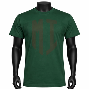 T-shirt en jersey tricoté décontracté à manches courtes et col rond pour homme, en coton vert respirant 240g, coupe ample - Product Image 1