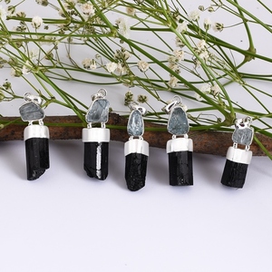 Hecho a mano 925 plata esterlina aguamarina turmalina diamante oro amarillo piedras preciosas naturales joyería regalo su joyería al por mayor - Product Image 3