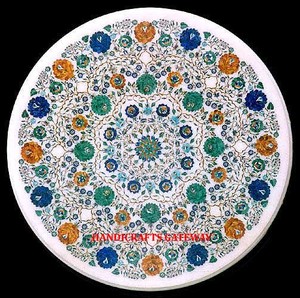Best Workmanship Modern Design Coffee and <b>Dining</b> <b>Table</b> Top <b>Round</b> Shape <b>White</b> Marble Inlay for Home Office Decorative Furniture - Product Image 1