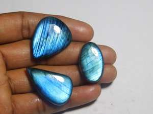 อัญมณีลาบราดอไรต์3ชิ้น98Cts หินอัญมณีลาบราดอไรต์ทรงหลวมคุณภาพสูง - Product Image 4