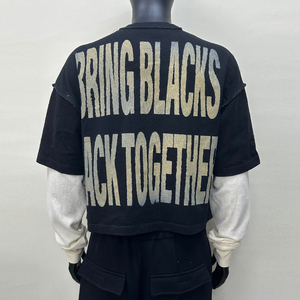 Camiseta holgada de manga larga de doble capa con logotipo estampado DTG personalizado para hombre, manga térmica desgastada, 100% de algodón, OEM disponible - Product Image 2