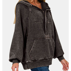 Sudadera con capucha de lavado ácido personalizada para mujer, sudadera de gran tamaño Vintage con logotipo, sudaderas con capucha de lavado ácido para mujer al por mayor, 100% algodón transpirable - Product Image 4