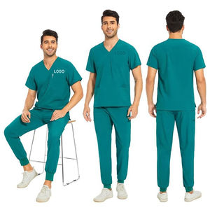 Uniforme de gommage pour hommes coupe décontractée traditionnelle durable col en V extensible haut de gommage hospitalier uniforme médical vêtements de travail - Product Image 2