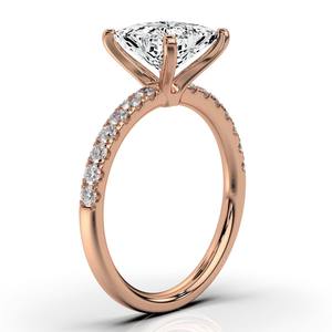 Bague de fiançailles en or massif 14K romantique pour femmes Alliance de style classique Princesse Cut IGI Certified Artisan Crafted Parties - Product Image 6