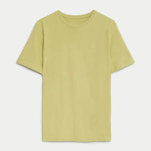 Camiseta básica de cuello redondo con corte atlético, camiseta de manga corta con diseño sólido en blanco para hombre - Product Image 3