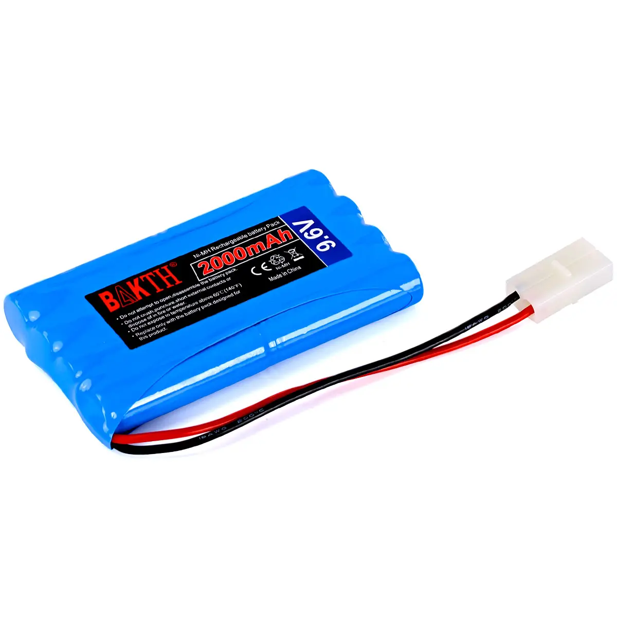 BAKTH baterai isi ulang Ni-Mh 9.6V 2000mAh dengan konektor Tamiya untuk mobil RC/truk/pesawat/perahu