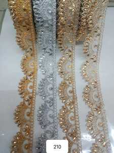 Dentelles brodées artisanales de qualité supérieure en tissu dupion, résistantes à l'eau, sur mesure pour les bordures, les robes de mariée, les lehengas et les saris - Product Image 6