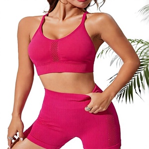 Women's Yoga Sports <b>Bra</b> and Shorts Set High Waist Four-Way Stretch Solid Pattern Gym Fitness Wear Two Piece Workout Gym Fitness - Product Image 5