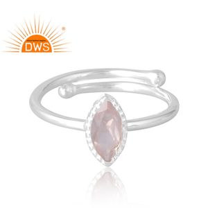 Anillo de piedras preciosas de cuarzo rosa Natural de Plata de Ley 925, joyería personalizada para mujer, regalo para ella - Product Image 3