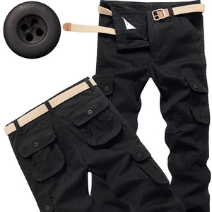 Men 6 Pocket Canvas Cargo Pants Elastic Waist Relaxed Fit Casual Trendy Streetwear Joggers Wholesale - Product Image 4