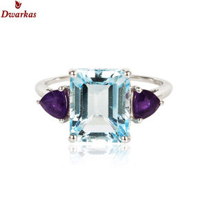 แหวนพลอยอเมทิสต์ธรรมชาติสีเงินสเตอร์ลิง925สำหรับงานแต่งงาน - Product Image 6