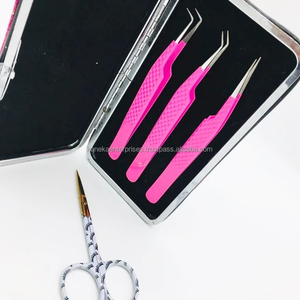 Nouvel ensemble professionnel de pinces à extensions de cils en acier inoxydable durable, ciseaux anti-magnétiques et antistatiques, marque privée - Product Image 2