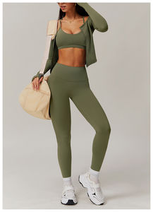 Teint en plaine nouveauté dernière conception femmes Yoga ensemble meilleur prix bas quantité minimale de commande couleur unie femmes Yoga ensemble à vendre - Product Image 6