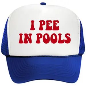 I PEE IN POOLS 재미있는 여름 5 패널 트럭 운전사 모자 로고 맞춤형 인쇄 폼 트럭 운전사 모자 조정 가능한 스냅 백 스포츠 모자 로프