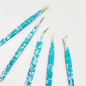 Juego de 5 Pinzas para Pestañas al por Mayor, las Más Vendidas, de Acero Inoxidable Sólido, con Agarre de Diamante, Acabado Espejo, Recubrimiento de Papel Plateado - Product Image 3