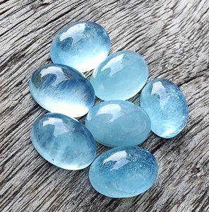 Venta al por mayor IGI certificado Natural Aqua Blue piedras preciosas sueltas corte ovalado cabujón parte posterior plana piedras preciosas calibradas en todos los tamaños - Product Image 3