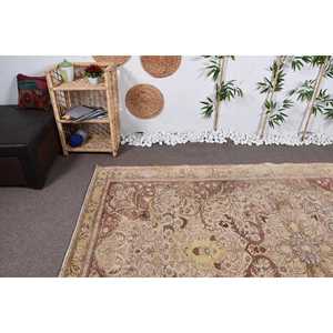 พรมวินเทจขนาด 6.4x9.3 ฟุต พรมตุรกีขนาดใหญ่ พรมขนสัตว์ลายจุดสีเบจ - Product Image 5