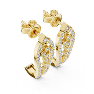 Pendientes de Uso Diario para Mujer en Oro Amarillo de 14K con Diamantes de Corte Redondo, Minimalistas, de Lujo, Certificados, Elegantes para Oficina - Product Image 3